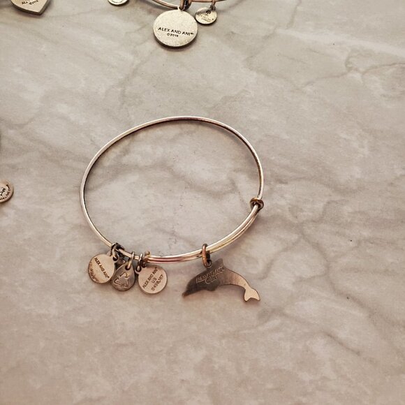 📣 LOT OF 4 Dolphin Path of Life Heart Initial Expandable Adjustable Bangles 📣 - Picture 9 of 11